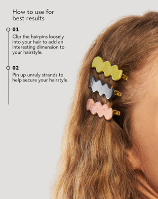 Set of wavy hair clips - marbled, pearl, black Twisty 3 pcs. - 2