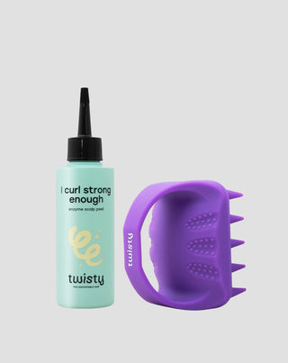Silicone massager set + enzymatic scrub for cleansing and stimulating scalp microcirculation — Twisty - 1