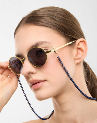 Gold-plated eyeglass chain with lapis lazuli Mys_2 - 2