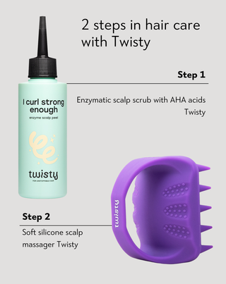 Silicone massager set + enzymatic scrub for cleansing and stimulating scalp microcirculation — Twisty - 4