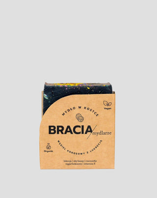 Cleansing and antibacterial bar soap coconut charcoal with licorice Bracia Mydlarze