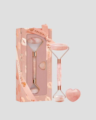 Facial massager made of rose quartz love stone Selflove set Crystallove