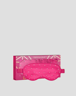  Silk sleeping eye mask decorated with crystals – hot pink Crystallove - 1