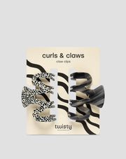 Set of large hair clips - marbled and black Twisty 2 pcs