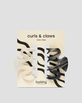Set of large hair clips - pearl and black Twisty 2 pcs - 1