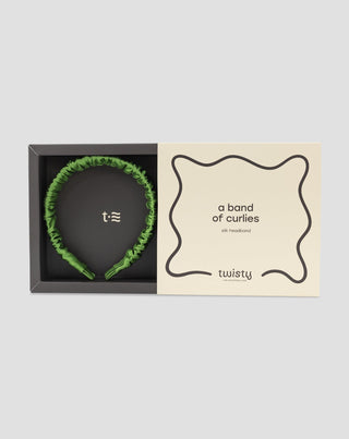 Silk hairband in 100% natural silk green Twisty - 5