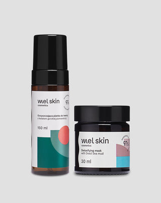 Dead Sea Mud Set: cleansing mask and facial foam for detox and skin balance Mel Skin