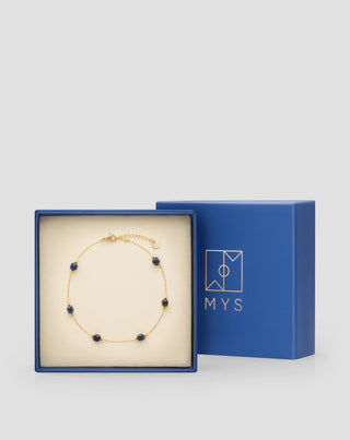 Mys gold plated stainless steel ankle bracelet with lapis lazuli - 5