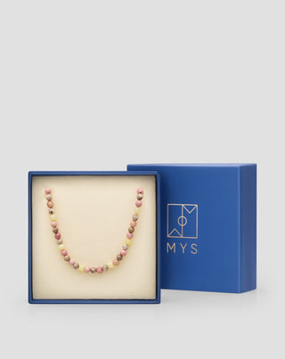 Gold-plated eyeglass chain with pink and lemon jade Mys_1 - 5